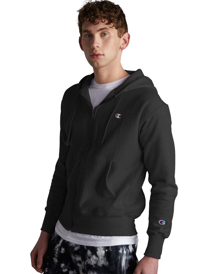 Champion Reverse Weave Full Zip C Logo - Miesten Mustat Huppari - Suomi 7692153-KS